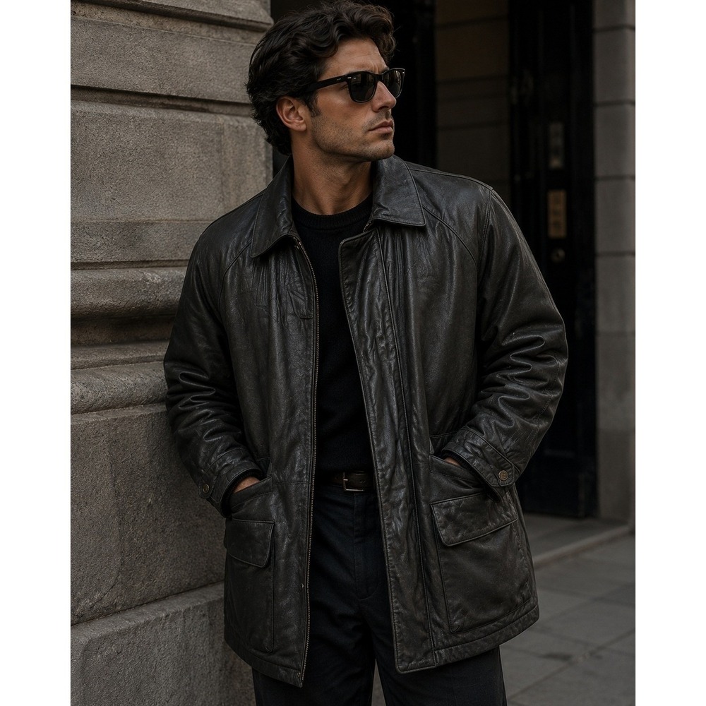 Marc New York Leather Jacket Mens Medium Black‎ Vintage Gorpcore Grunge